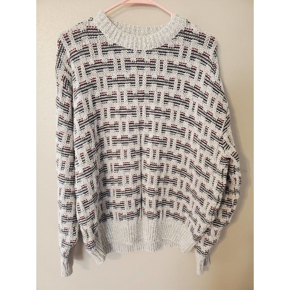 Vintage Isle Of Cotton Crew Neck Sweater Mens Size L Pull Over Made in USA
